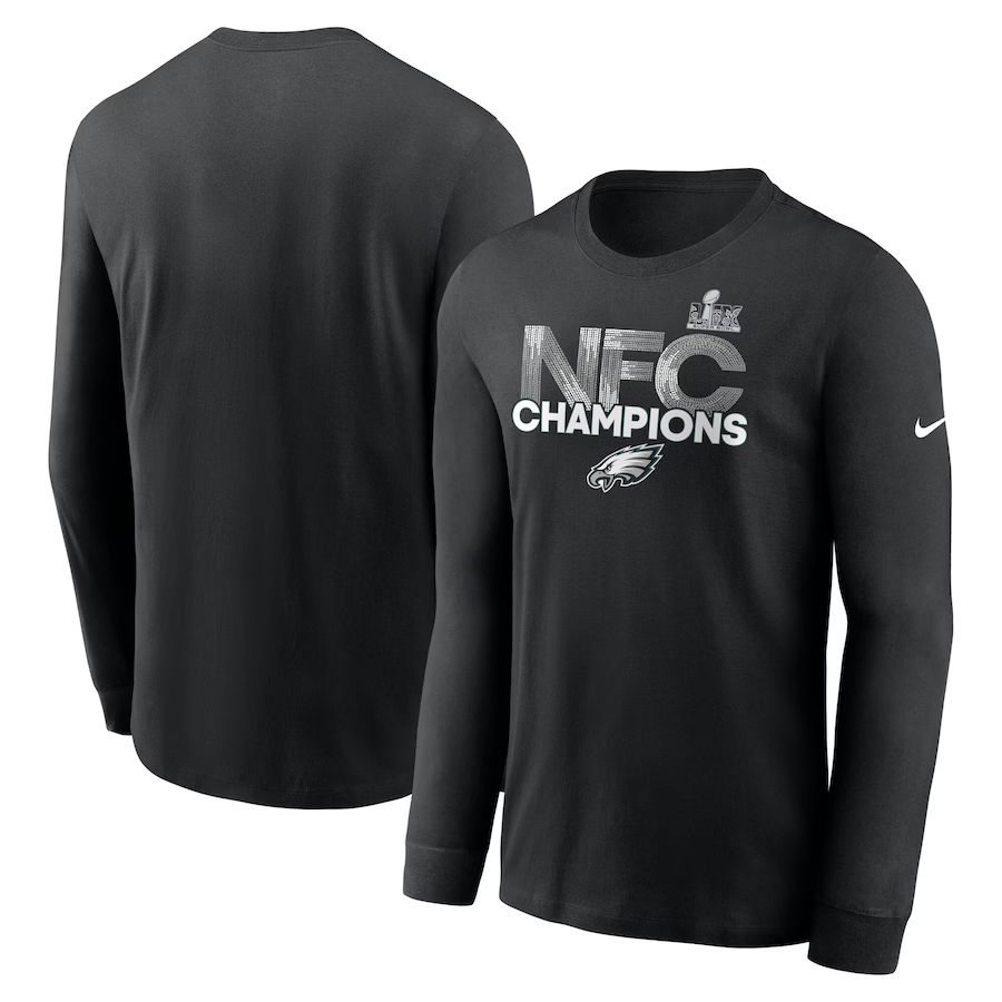 Men NFL Philadelphia Eagles black 2025 long sleeve T shirts style 3->nfl t-shirts->Sports Accessory